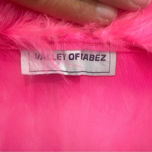 DOLLS KILL Valley of Babez Pink Feather Robe Lingerie Sheer Punk Goth